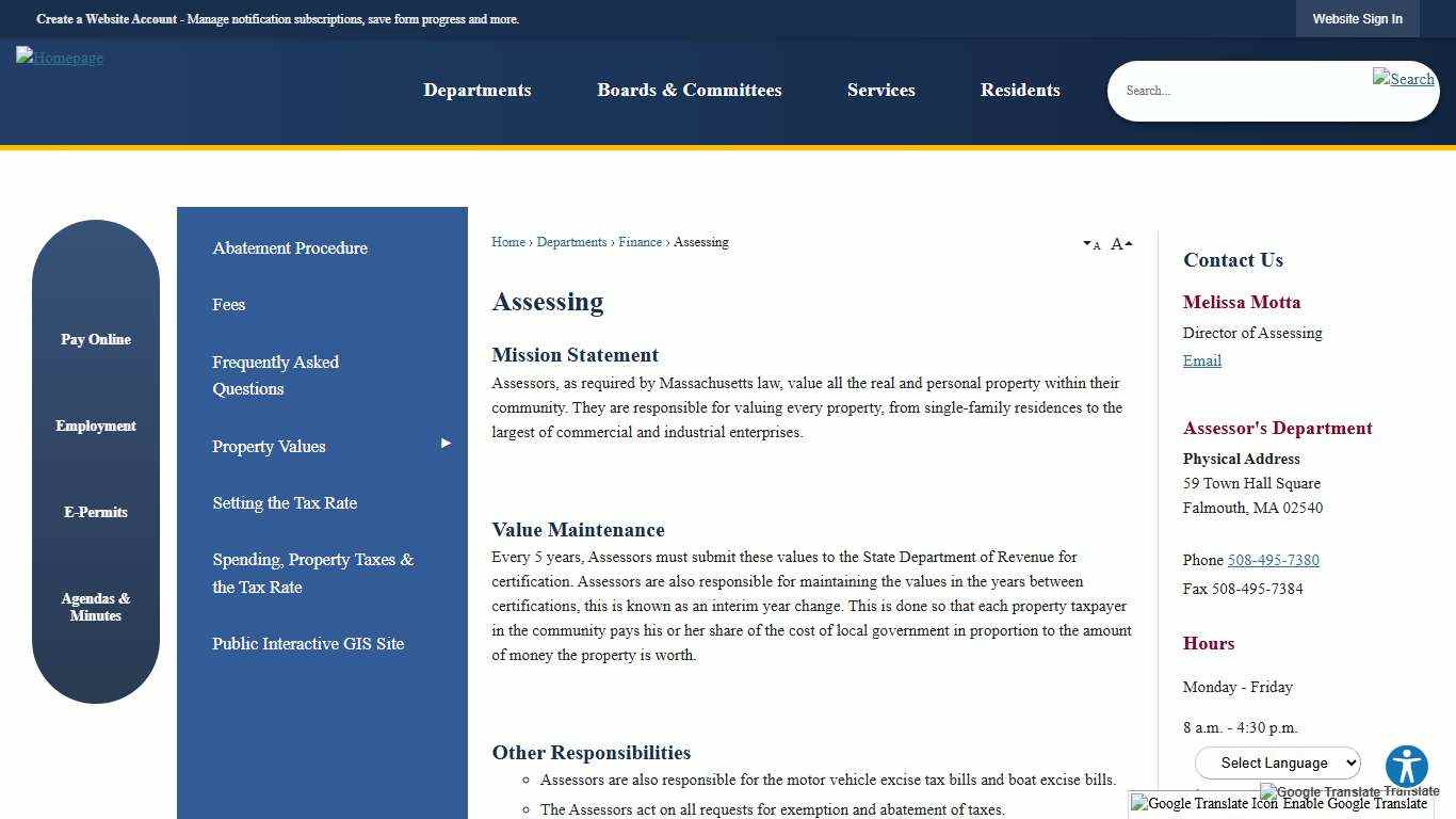 Assessing Falmouth, MA